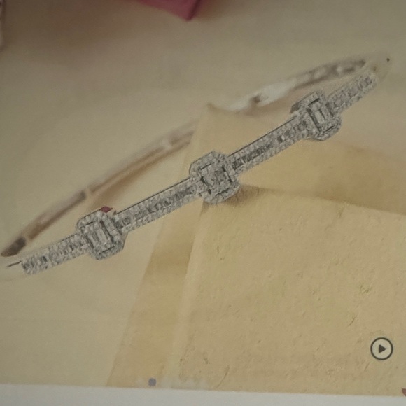 BRACELET, DIAMOND, BANGLE, 7.25”. ELEGANT, ART DECO - Picture 9 of 13